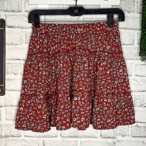 Shein Frilled Ditsy Floral Boho Ruffled Mini Skirt Flowy Hippie Size XS